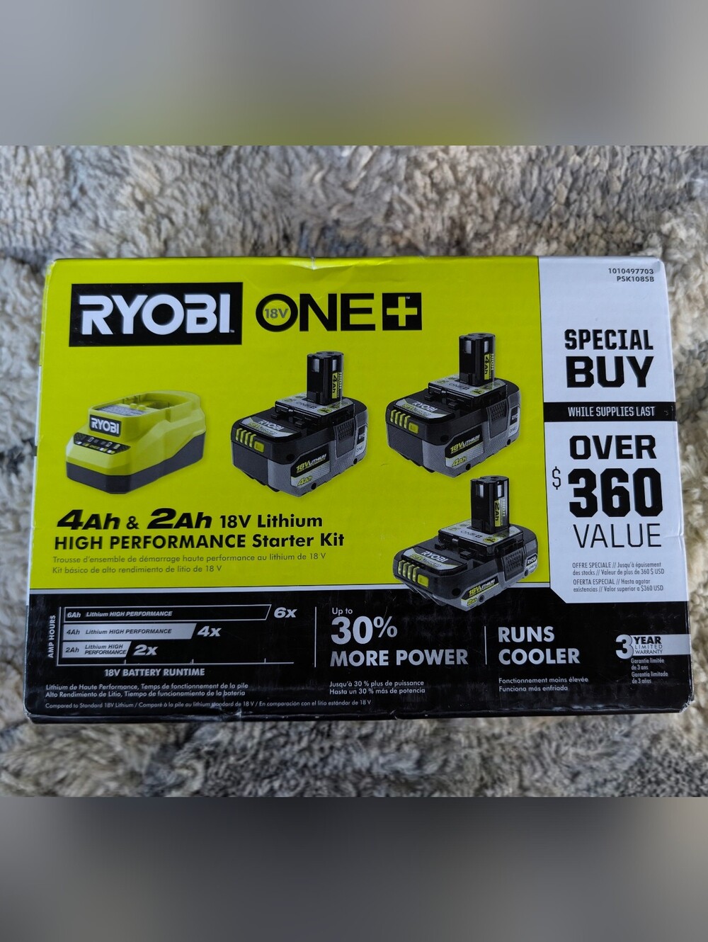 RYOBI ONE+ 18V High Performance Starter Kit - Two 18v 4Ah&One 2Ah